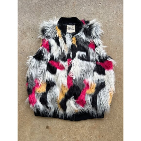 Thread & Supply Multicolor Faux Fur Vest With Black Ribbed Hem Q3 - Picture 1 of 5